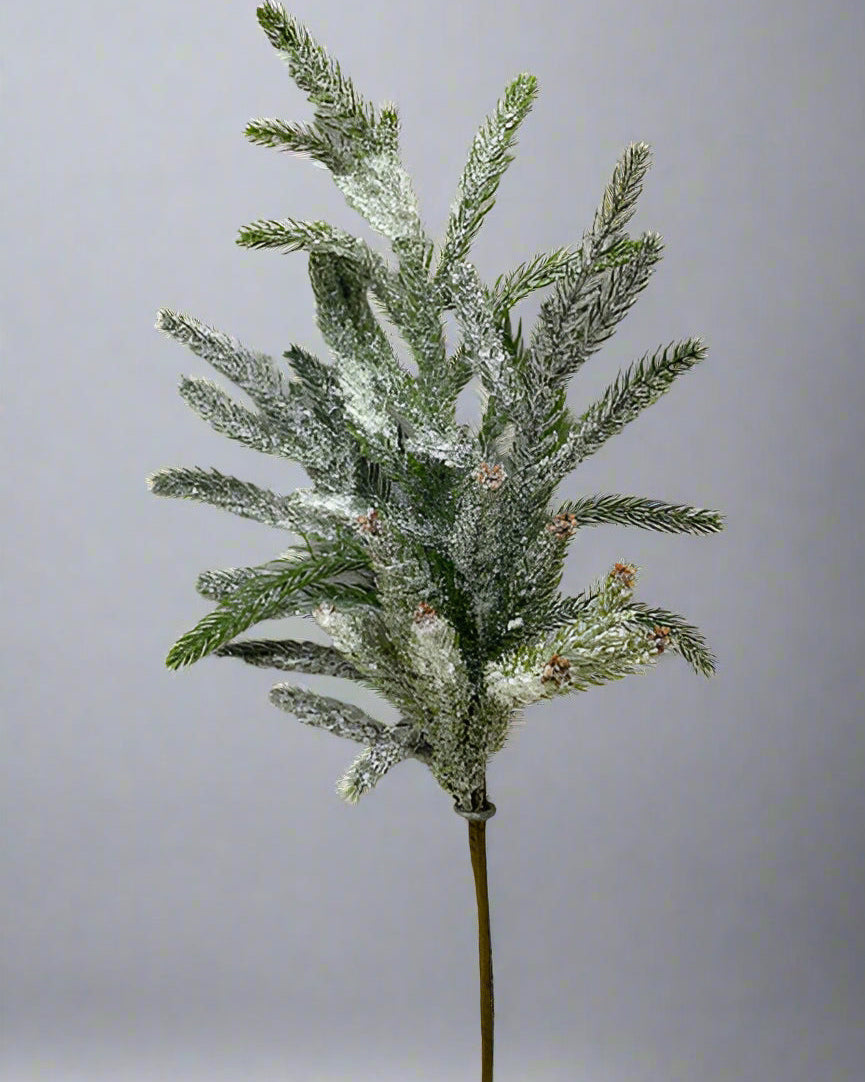 Glittered Coned Snowy Norfolk Pine Collection Real Touch
