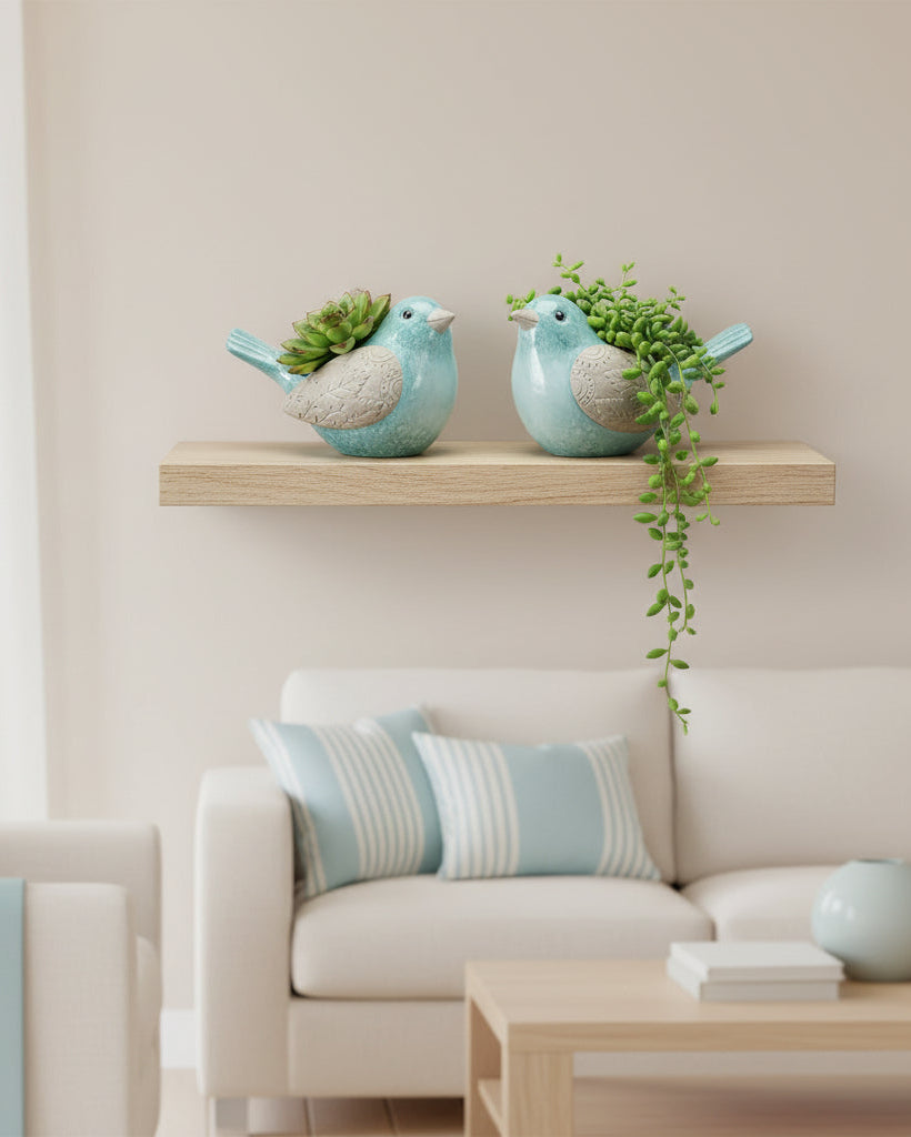 Blue Bird Terracotta Planter