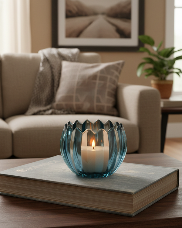 Tulip Flower Candle Holder Dusty Blue