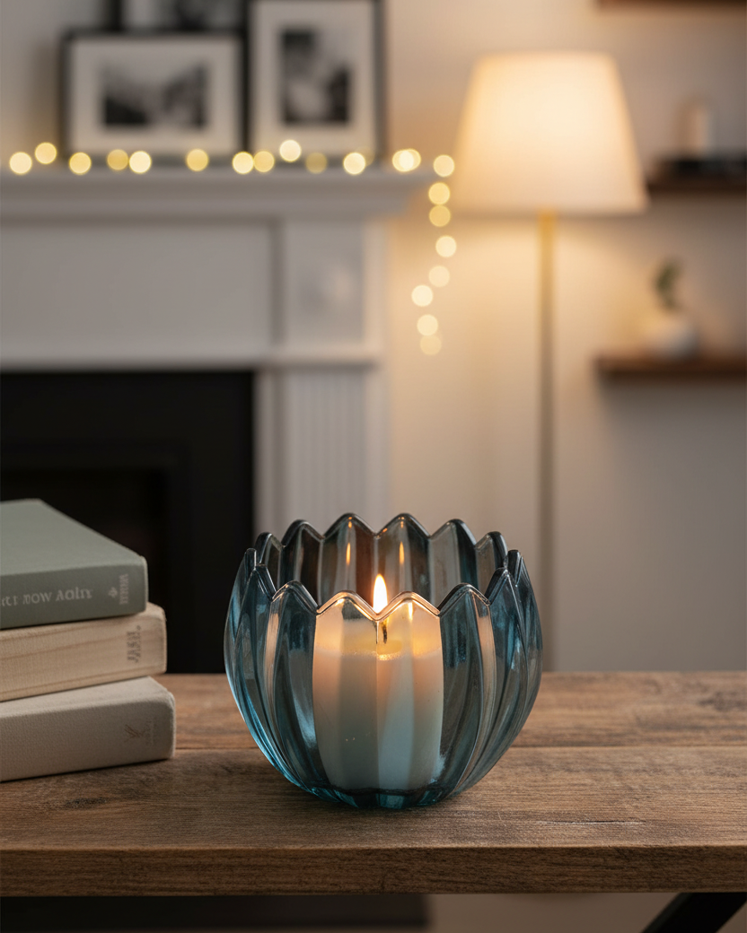 Tulip Flower Candle Holder Dusty Blue