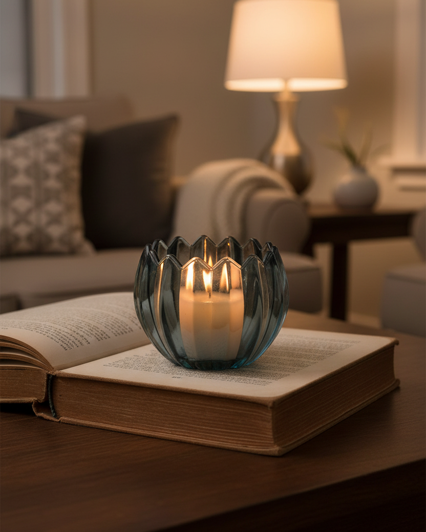 Tulip Flower Candle Holder Dusty Blue