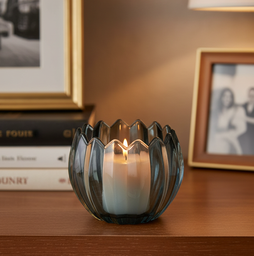Tulip Flower Candle Holder Dusty Blue