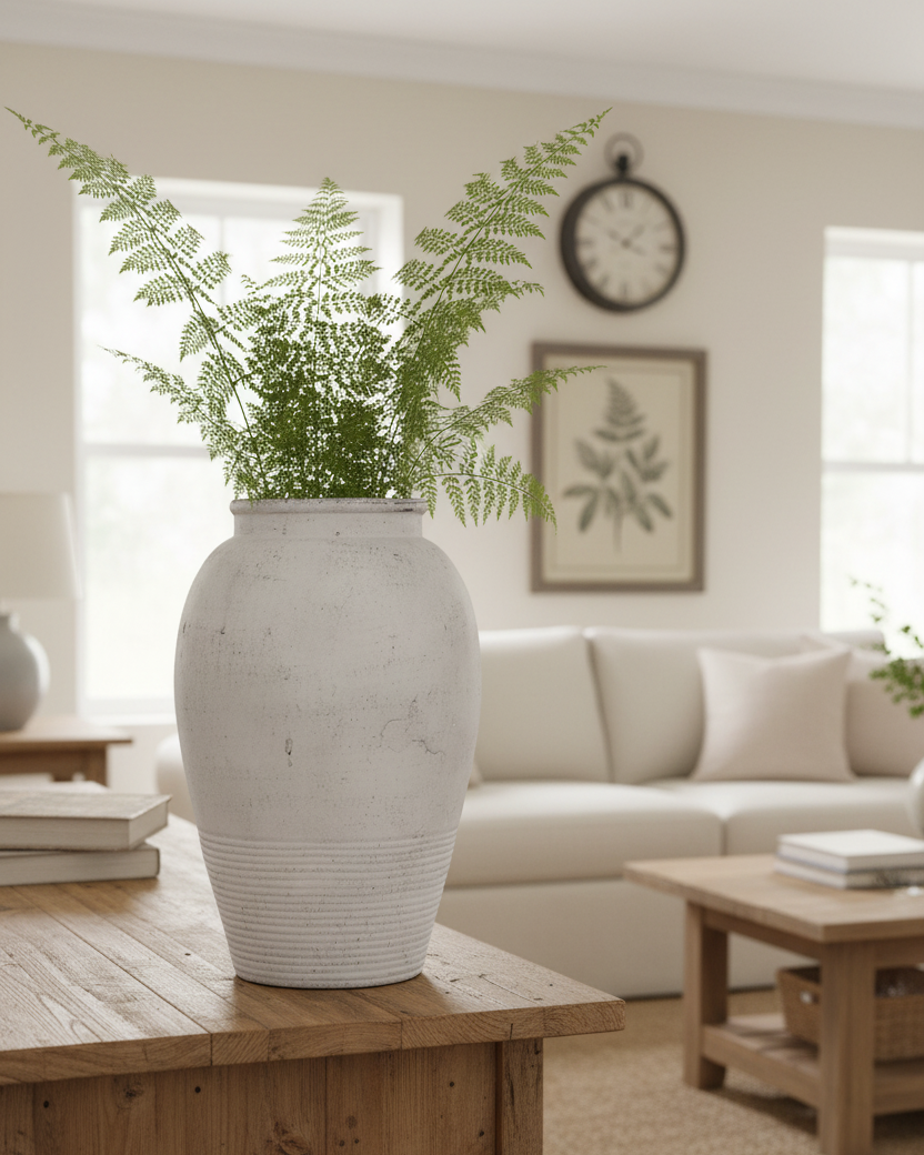 Greek White Terracotta Urn Vase