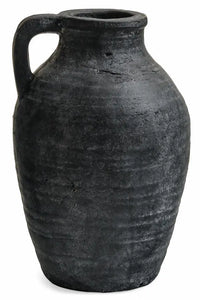 Black Terracotta Textured Vase with Handle