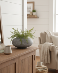 Greige Wash Terracotta Distressed Oval Vase