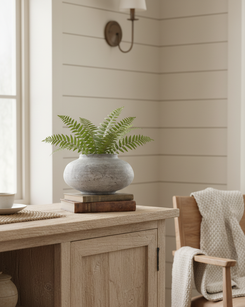 Greige Wash Terracotta Distressed Oval Vase