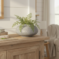 Greige Wash Terracotta Distressed Oval Vase