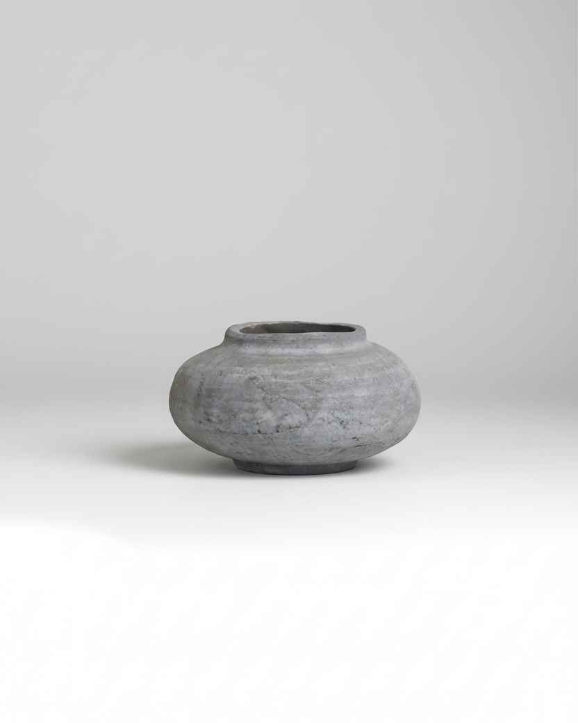 Greige Wash Terracotta Distressed Oval Vase