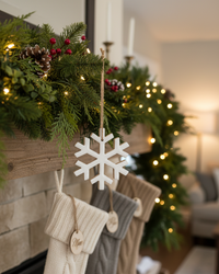 White Enamel Wood Snowflake Ornament