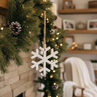 White Enamel Wood Snowflake Ornament