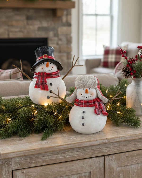 Red Plaid Scarf Snowman