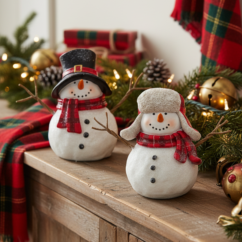 Red Plaid Scarf Snowman