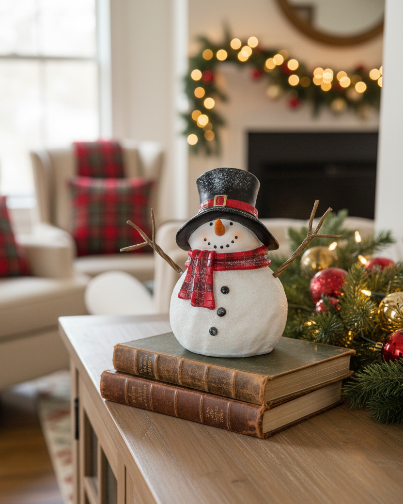 Red Plaid Scarf Snowman