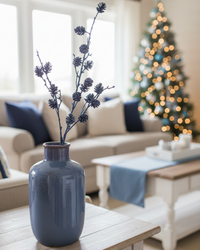 Blue Glittered Pinecone Spray 34"H