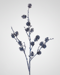 Blue Glittered Pinecone Spray 34"H