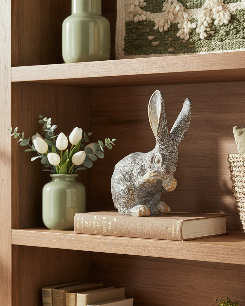 Whitewashed Brown Resin Bunny