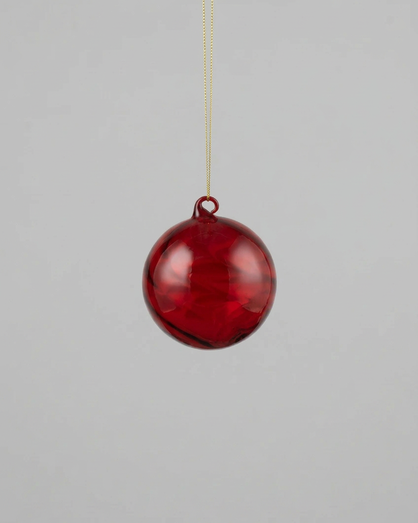 Red Swirl Glass Ornament
