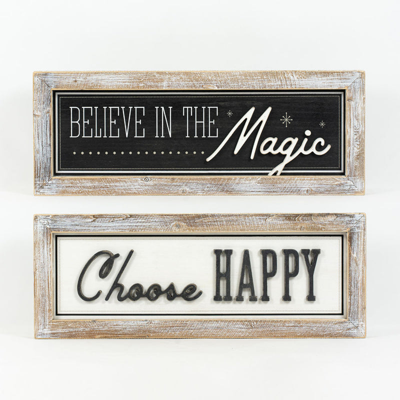 Reversible Magic and Happy Wood Sign