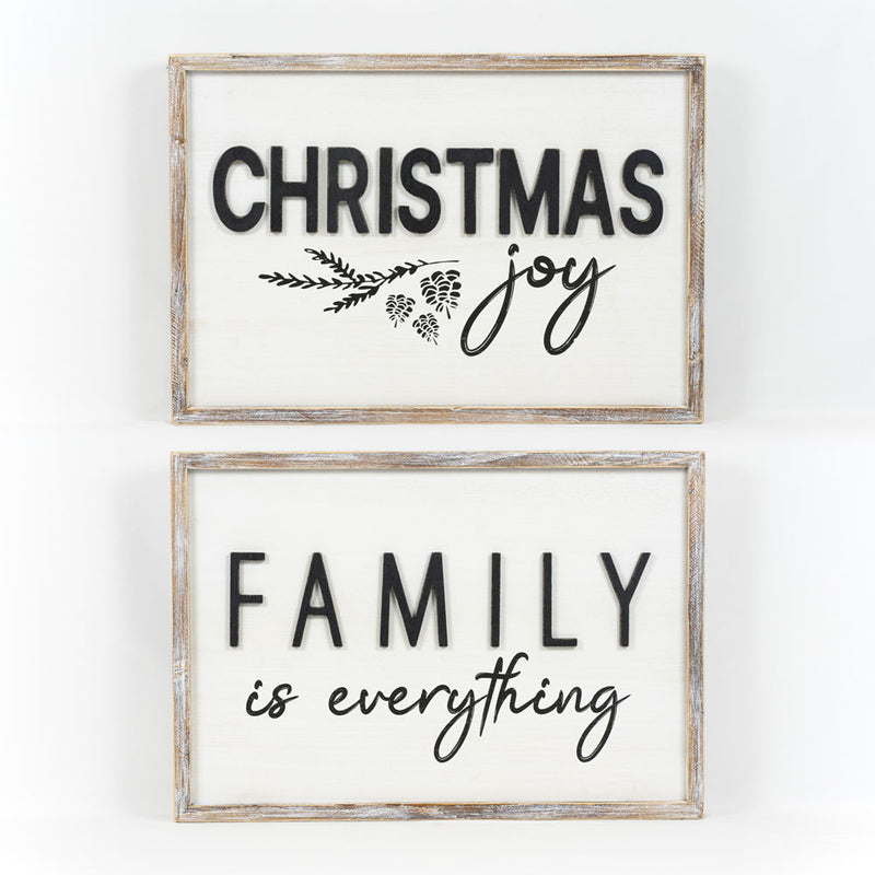 Reversible Christmas and Family Wood Sign