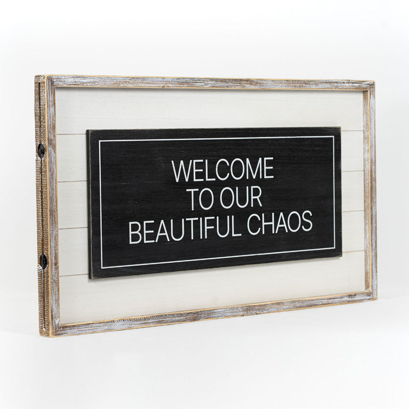 Reversible Merry and Beautiful Chaos Wood Sign