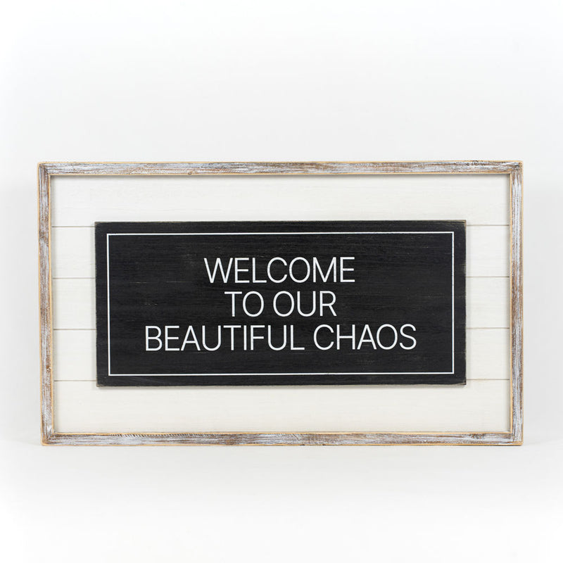 Reversible Merry and Beautiful Chaos Wood Sign