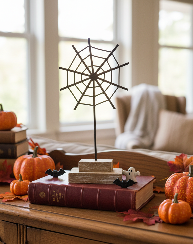 Metal Spiderweb On Stand