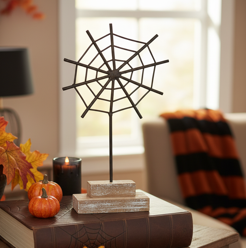 Metal Spiderweb On Stand