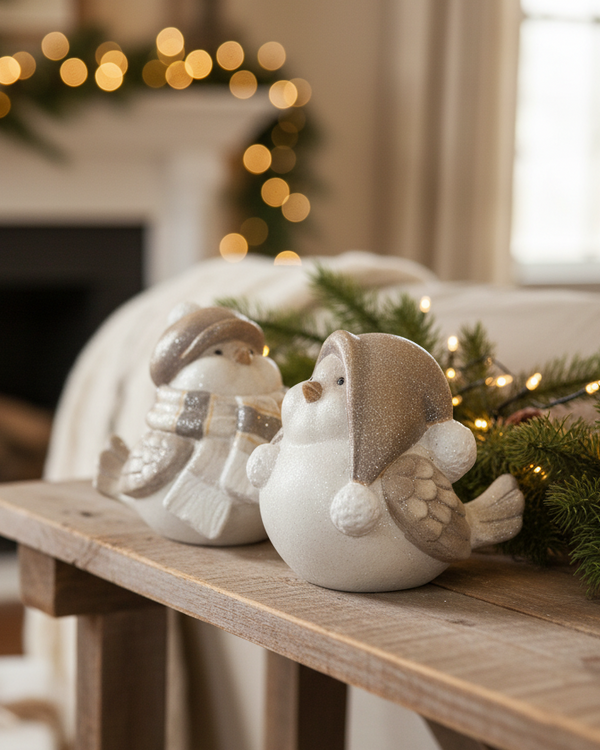 Bronze and Silver Chubby Winter Bird