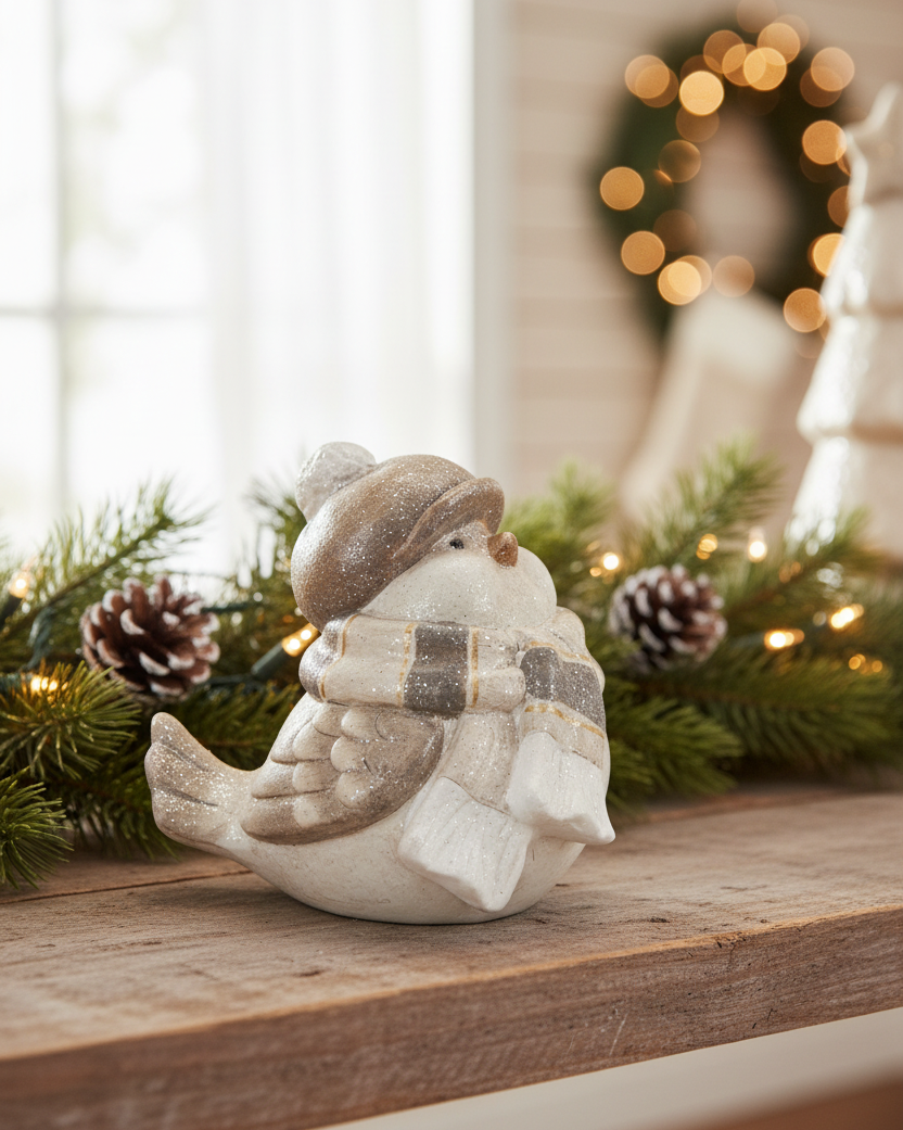 Bronze and Silver Chubby Winter Bird