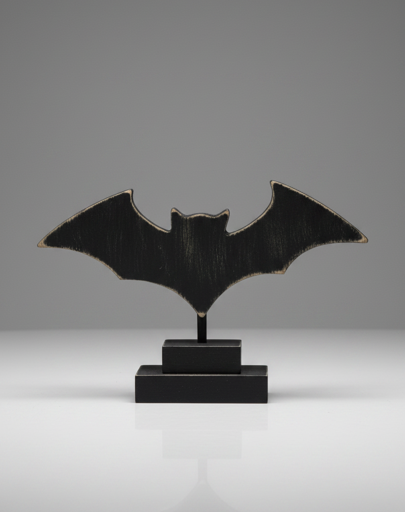 Bat Wood Cutout On Stand