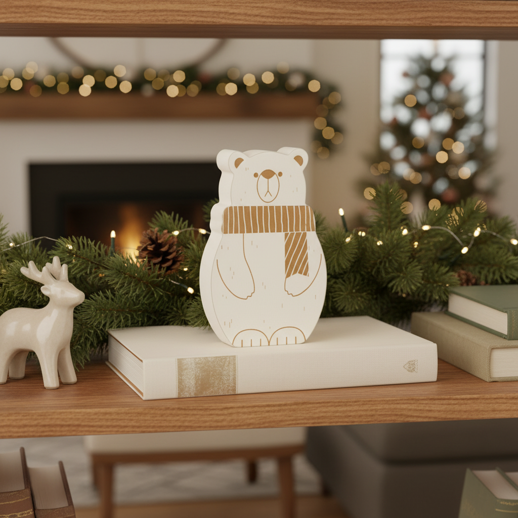 Chunky Wood Polar Bear Sitter