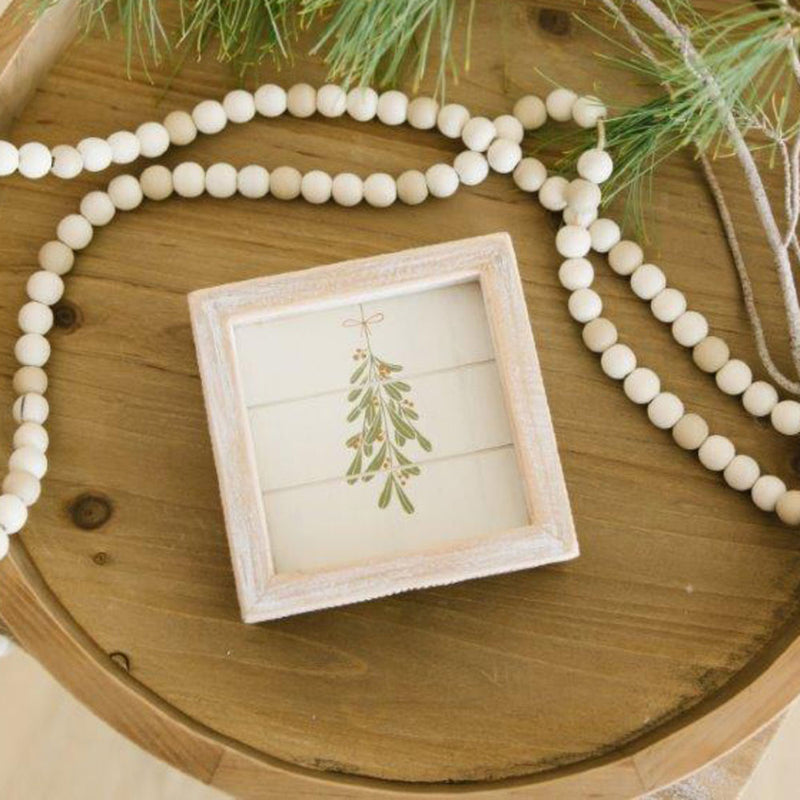 Reversible Mistletoe and Leaf Wood Sign