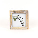 Reversible Snowman and Blueberry Branch Wood Sign