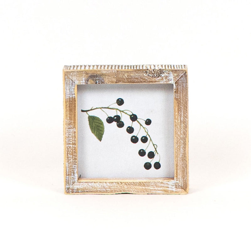 Reversible Snowman and Blueberry Branch Wood Sign
