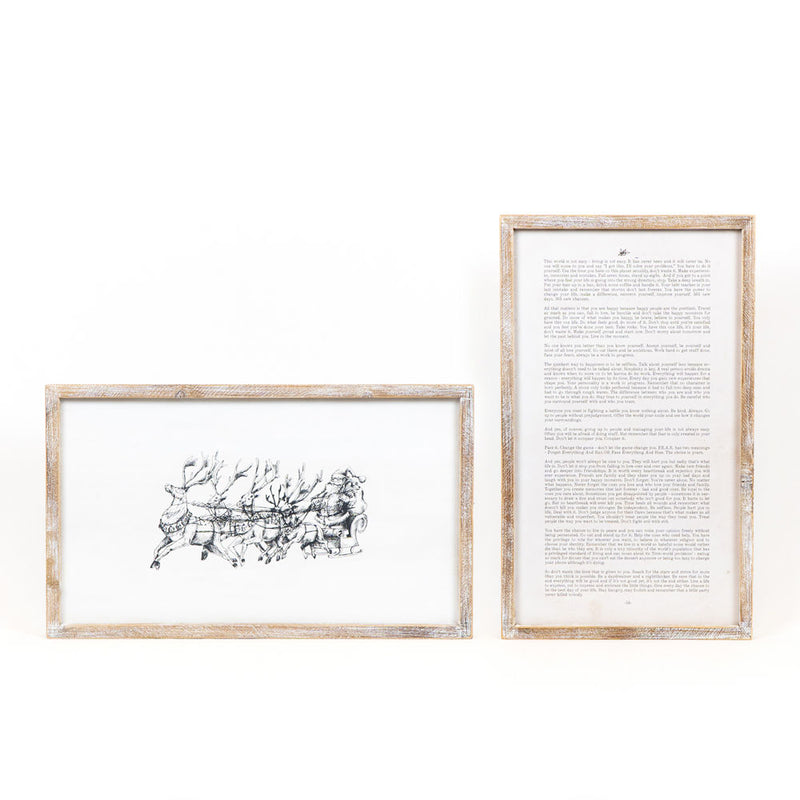 Reversible Santa Sleigh and Inspirational Quotes Wood Sign