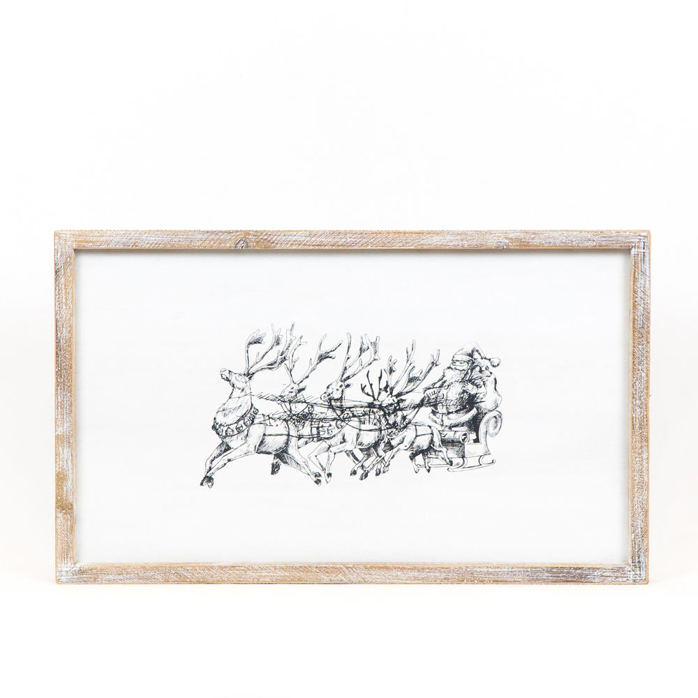 Reversible Santa Sleigh and Inspirational Quotes Wood Sign