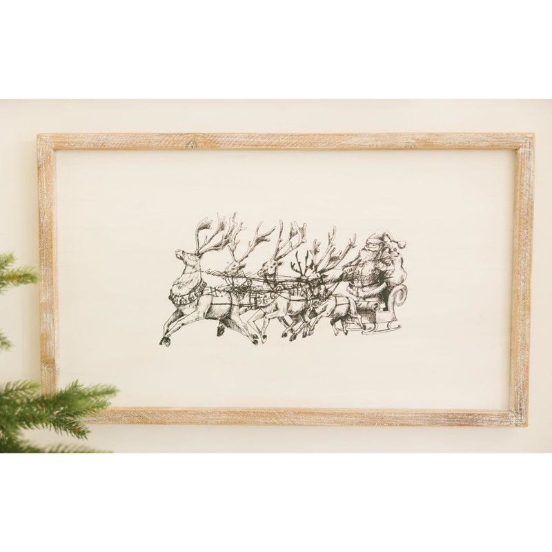 Reversible Santa Sleigh and Inspirational Quotes Wood Sign