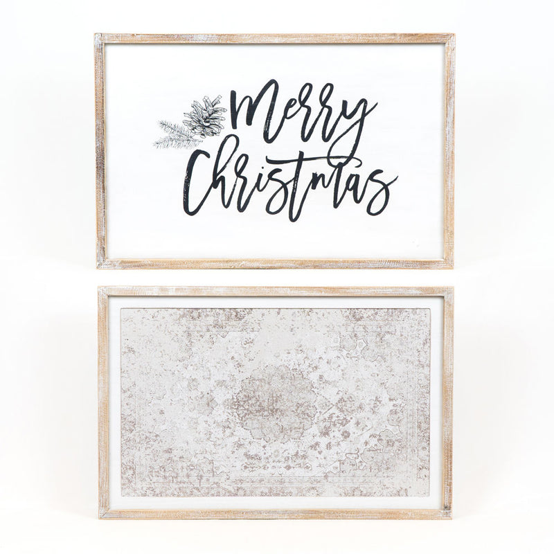 Reversible Merry Christmas and Persian Pattern Wood Sign