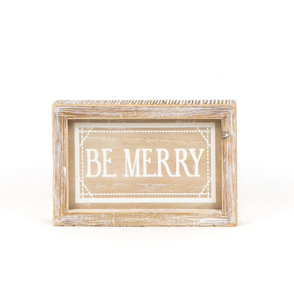 Reversible Be Merry and Be Kind Wood Sign