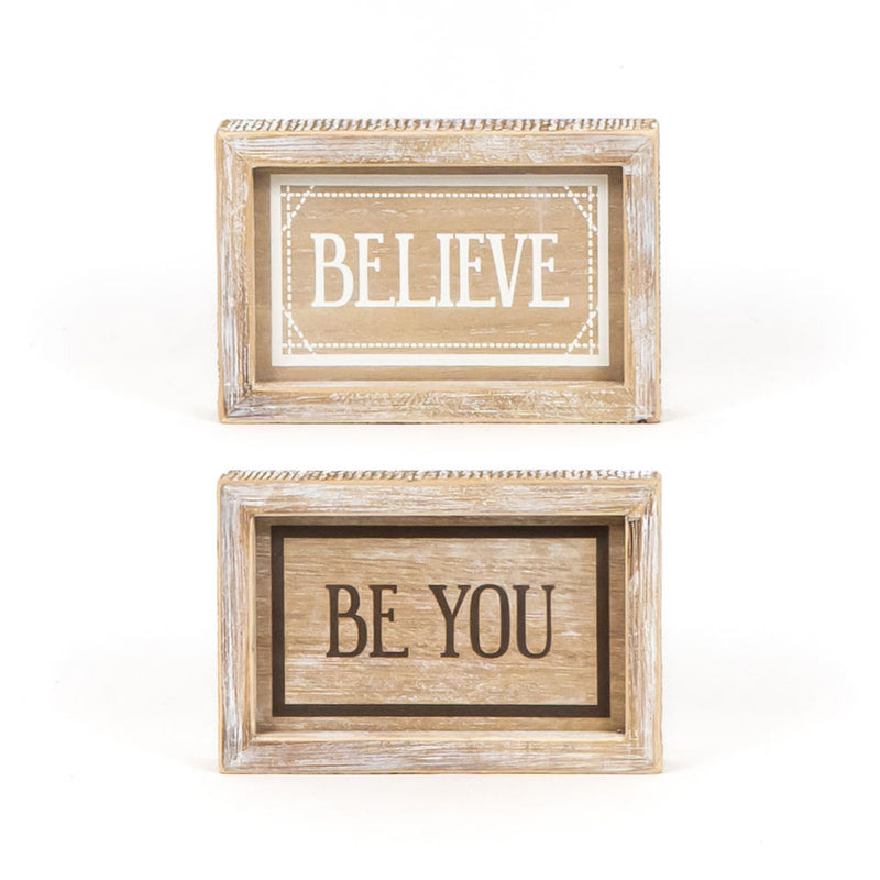 Reversible Believe and Be You Wood Sign