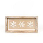 Reversible Natural Snowflakes and Leaf Stems Wood Sign