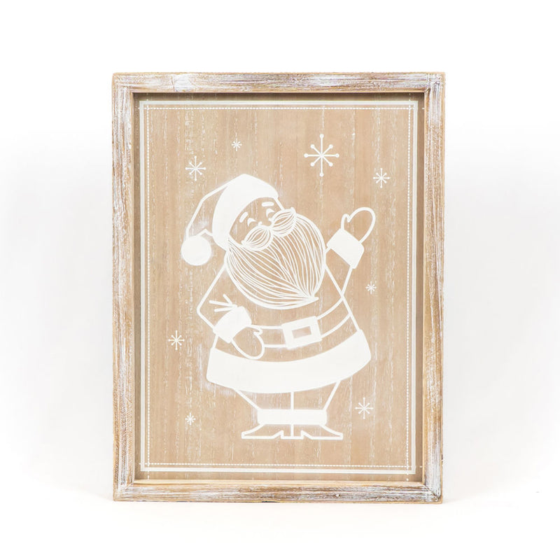 Reversible Natural Santa and Tree Wood Sign
