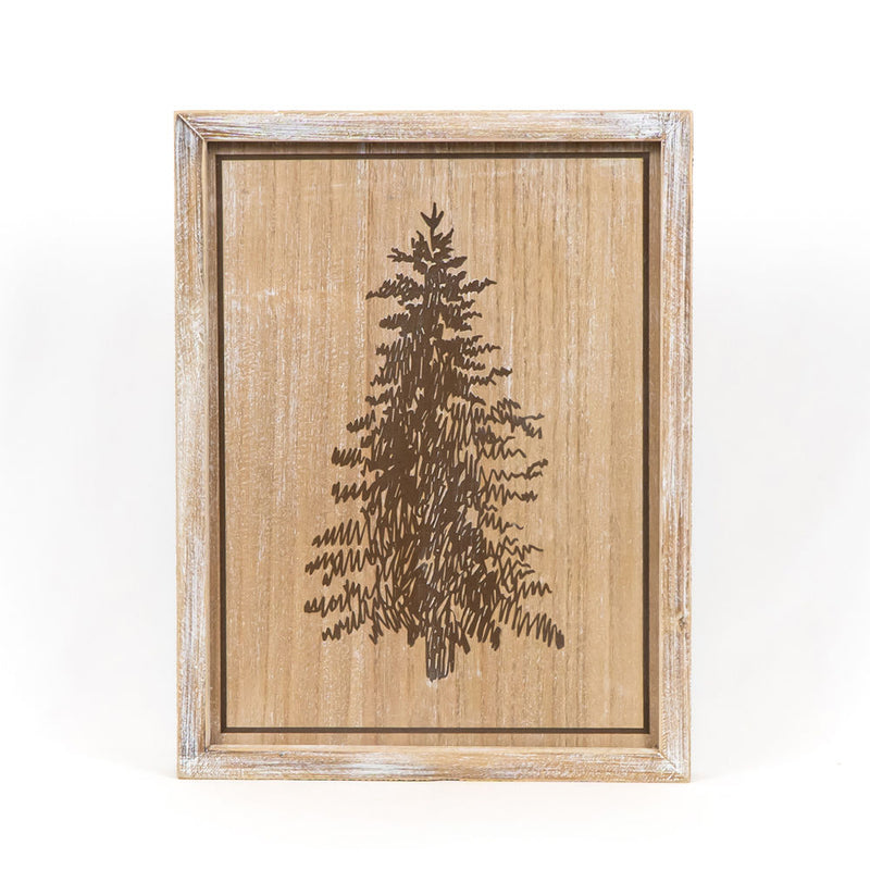 Reversible Natural Santa and Tree Wood Sign