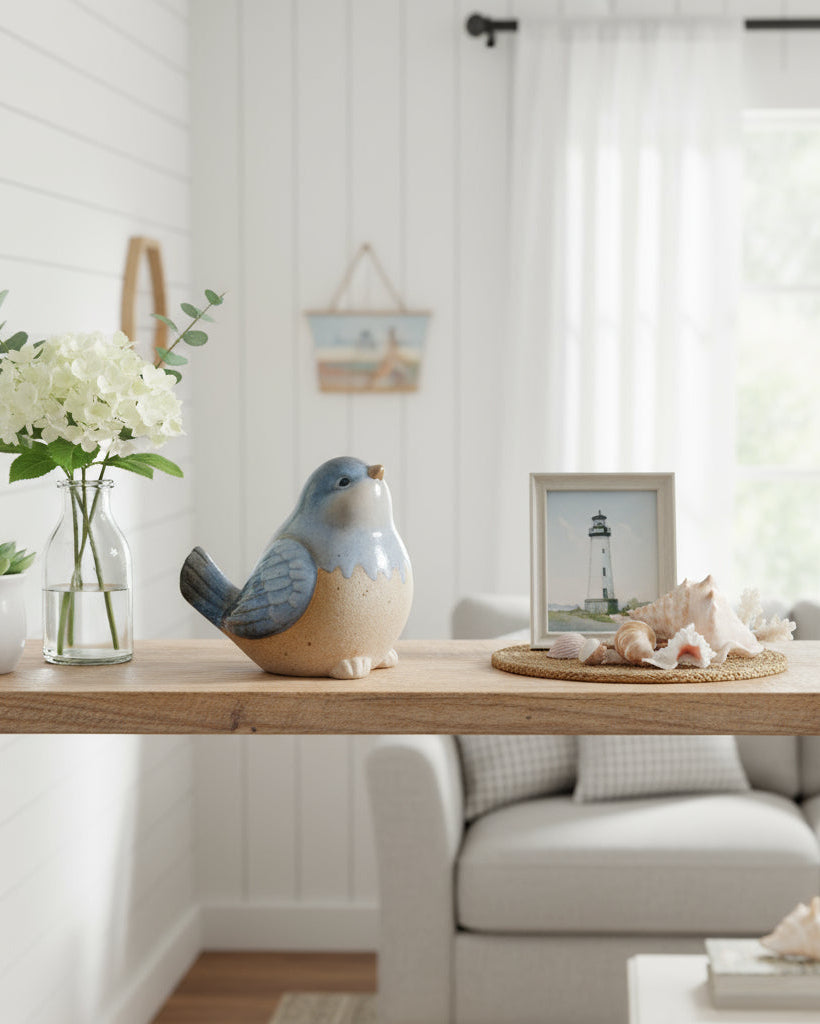 Mottled Blue Ceramic Bird