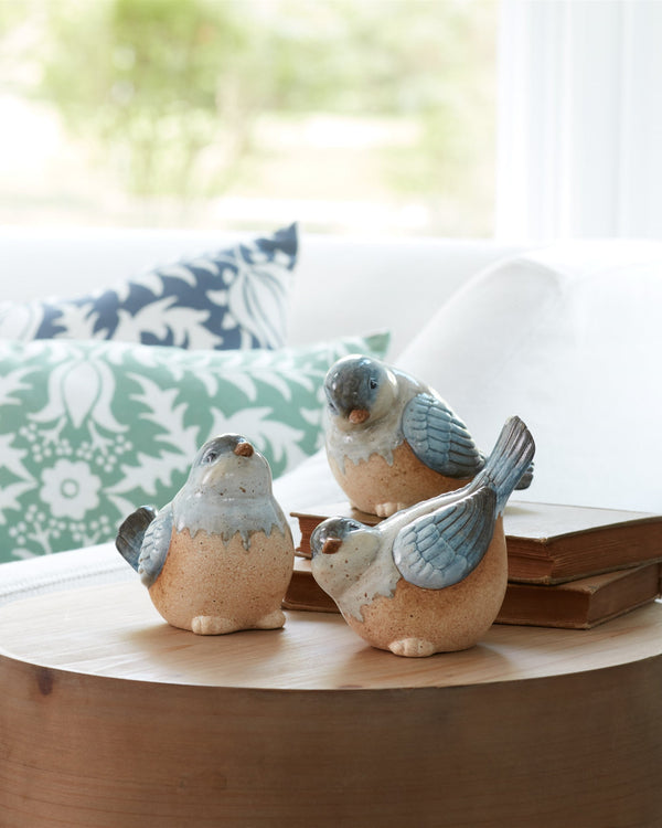 Mottled Blue Ceramic Bird