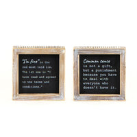 Reversible Common Sense and Fine Wood Sign