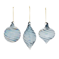 Iridescent Blue Glass Swirl Ornament