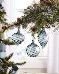 Iridescent Blue Glass Swirl Ornament