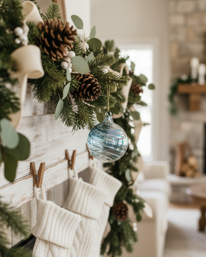 Iridescent Blue Glass Swirl Ornament