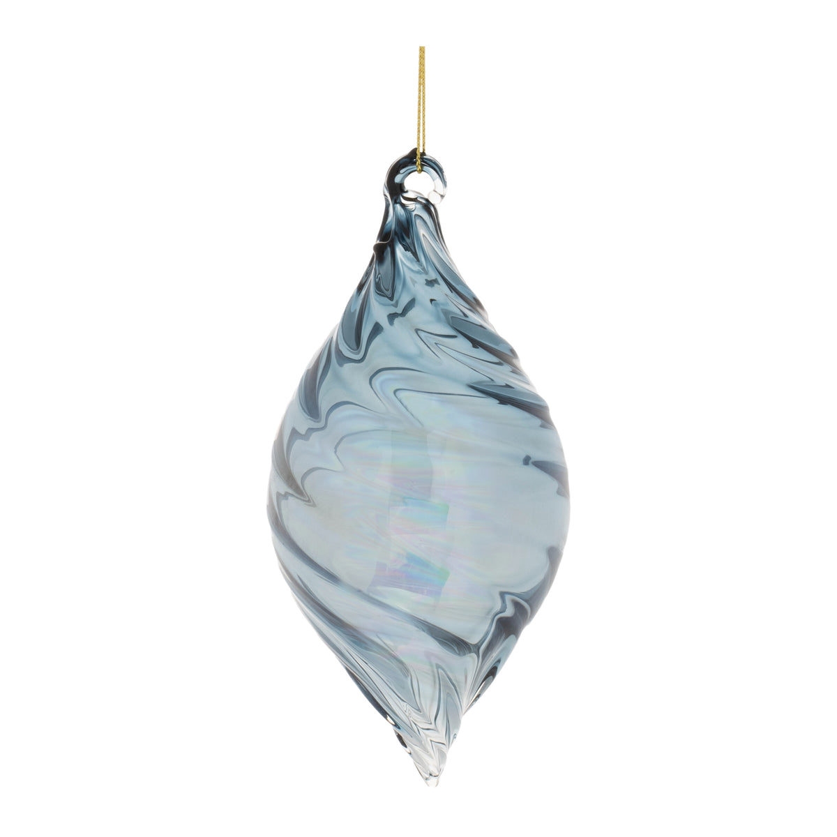 Iridescent Blue Glass Swirl Ornament